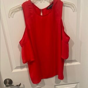 Express Red Sleeveless Cut Out Blouse